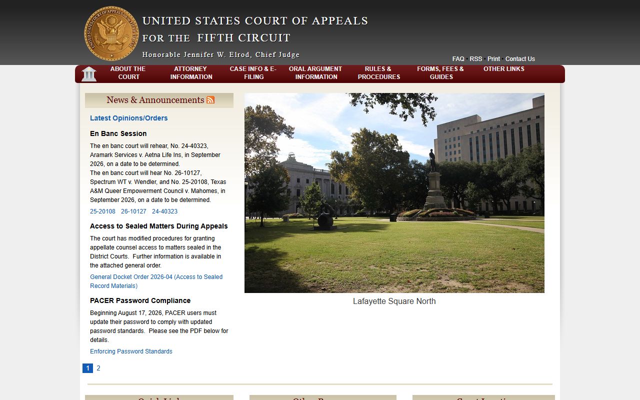 U.S. Court of Appeals for the Fifth Circuit handling federal appeals from Humphreys County court records