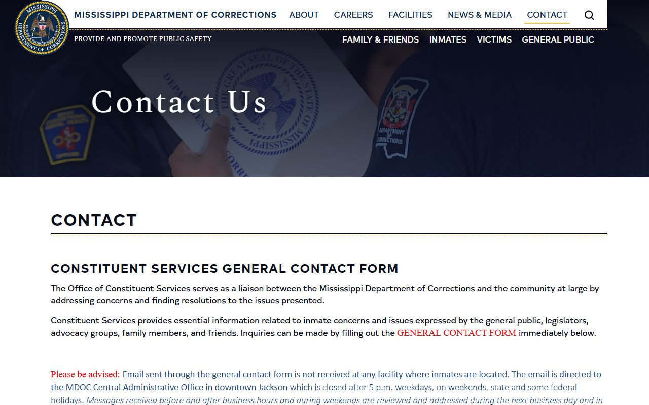 Humphreys County arrest records and the MDOC records contact page